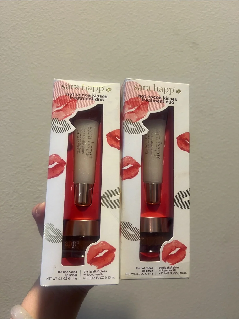 2X Sara Happ Hot Cocoa Kisses Treatment Duo Lip Scrub & Gloss Set